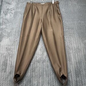 Vintage Votre Nom Paris Stirrup Pants 14 Stretch Brown Satin High Waist Tapered